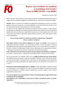 Lire la suite à propos de l’article Bayrou veut enchaîner les syndicats à sa politique anti-sociale ! Pour la FNEC FP-FO : c’est NON !